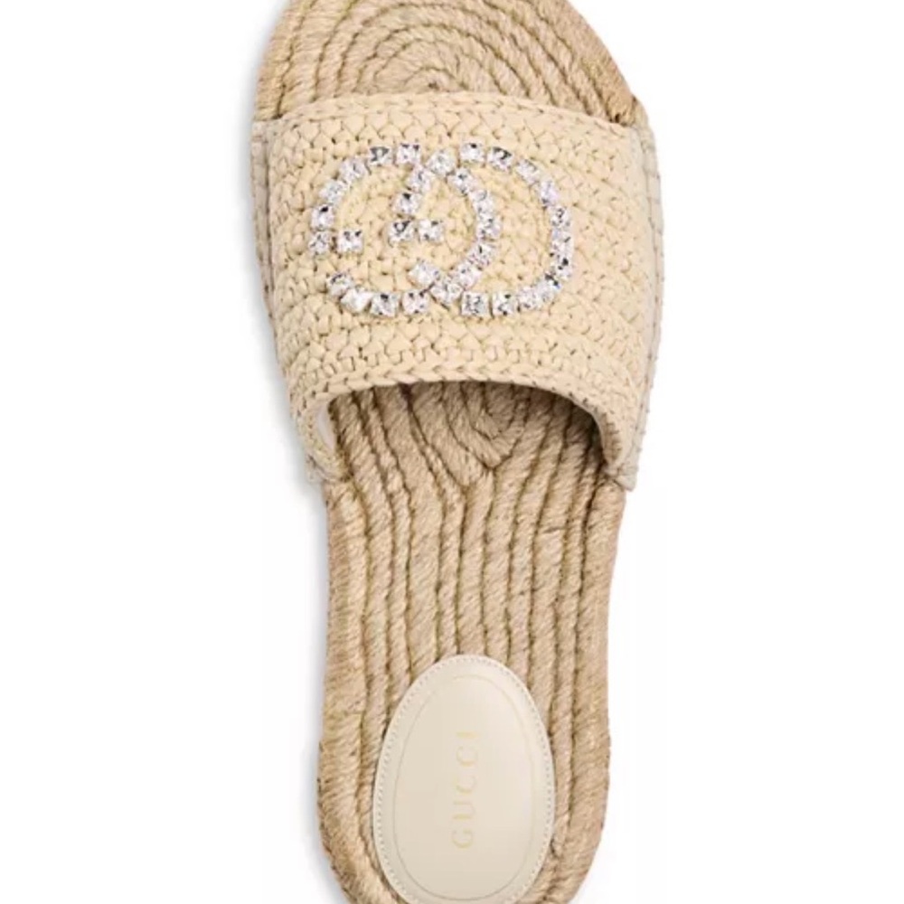 Gucci Women's Cream Espadrille Slides - Picture 2 of 6